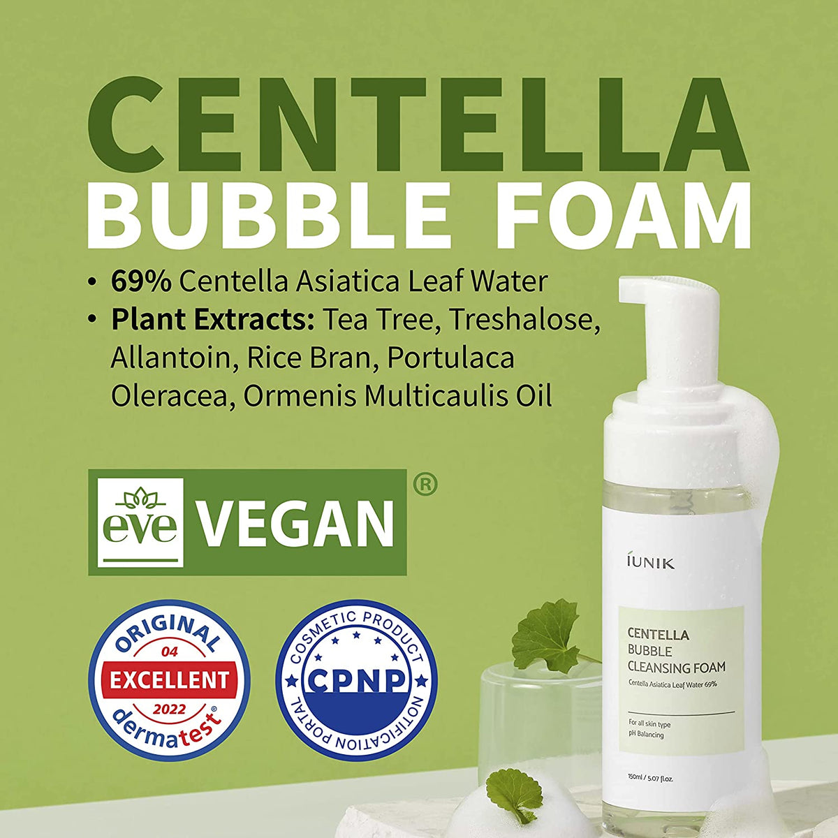 iUNIK Centella Bubble Cleansing Foam 150ml – SoKoSkins