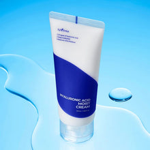 Load image into Gallery viewer, Tube of hyaluronic acid moist cream on a blue background