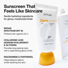 Load image into Gallery viewer, Anua Zero-cast moisturizing finish sunscreen 50ml
