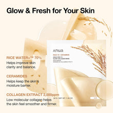 Load image into Gallery viewer, Anua Rice 70 Glow Collagen Mask 4EA