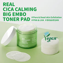 Load image into Gallery viewer, Wellage Real Cica Calming Big Embo Toner Pad 70EA