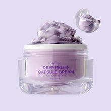 Load image into Gallery viewer, Delphyr Deep Relief Capsule Cream jar with purple cream on a white background