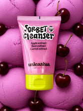 Load image into Gallery viewer, Pink tube of Sorbet Cleanser with cherry and pink background